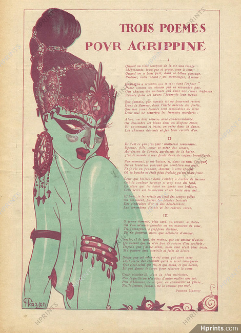 Gazan 1921 Agrippine, Poem by Pierre Benoit
