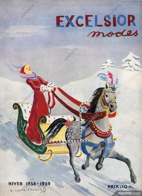 Zentz d'Alnois 1938 Excelsior Modes n°38 Cover, Sleigh Ride