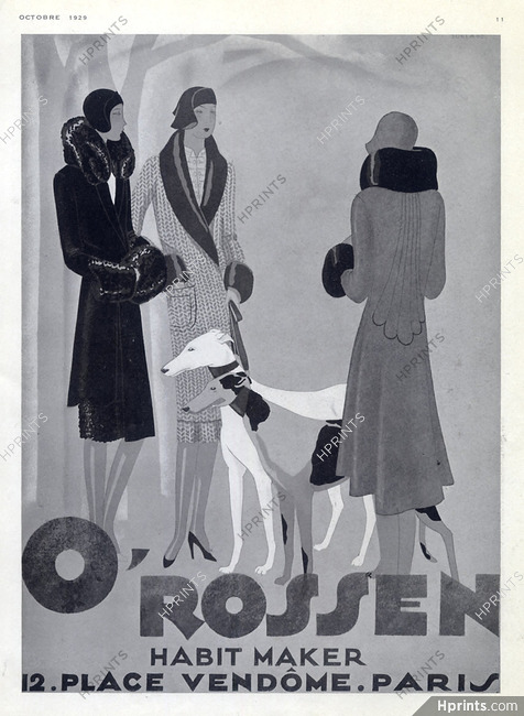 O'Rossen 1929 Fashion Coats, Greyhound Sighthound