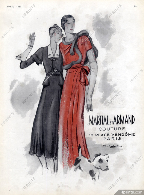 Martial et Armand 1932 Fashion Dresses, Paul Valentin, Fox Terrier Dog