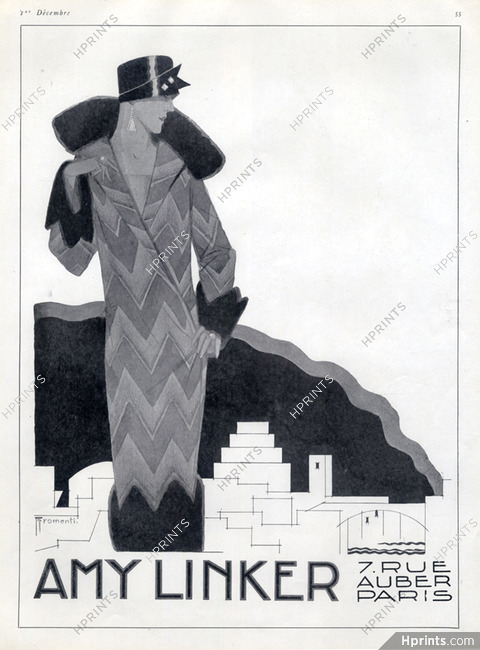 Amy Linker 1924 Fashion Coat Art Deco Style Marcel Fromenti