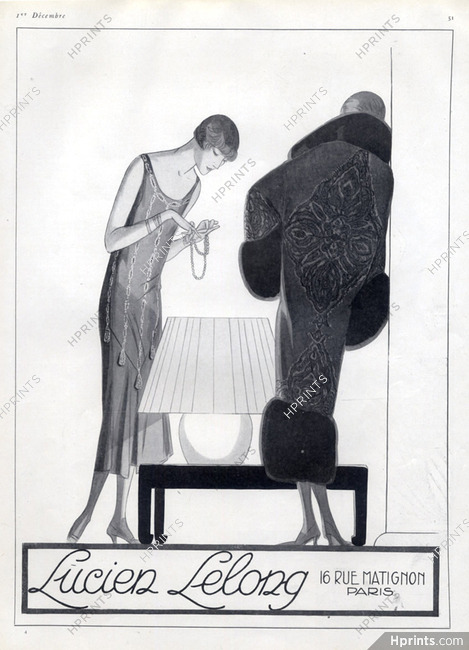 Lucien Lelong 1924 Fashion Evening Gown Coat Art Deco Style