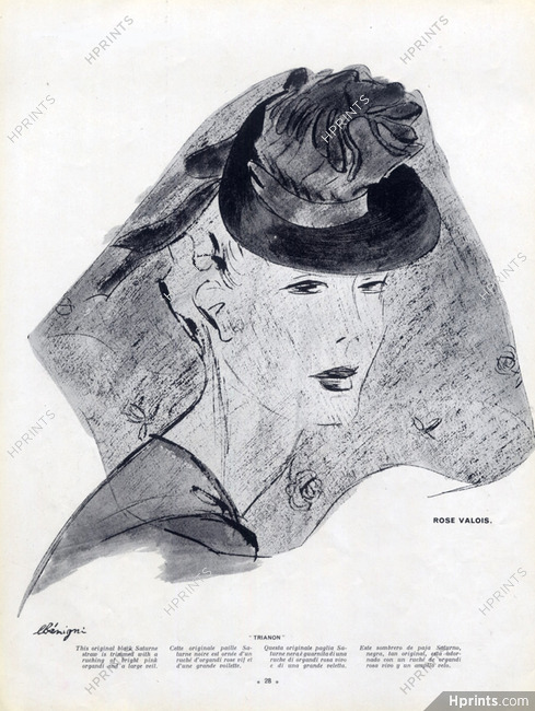 Rose Valois (Millinery) 1940 Modèle Trianon Hat Leon Benigni