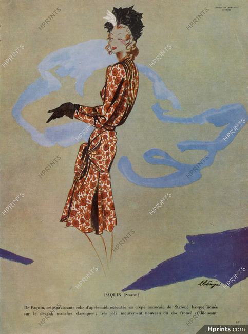 Paquin 1945 Summer Dress Leon Benigni Fashion Illustration