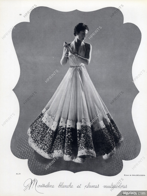 Alix - Germaine Krebs 1936 Evening Gown Multicoloured Feathers,