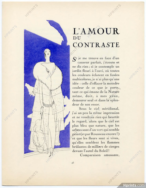 L'Amour du Contraste, 1922 - Eduardo Benito Evening Gown & Coat, Gazette du Bon Ton, Text by Jeanne Ramon-Fernandez, 4 pages