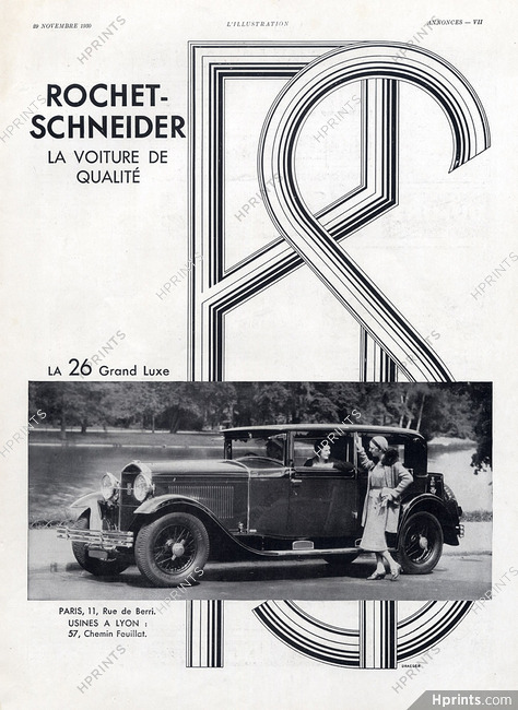 Rochet-Schneider (Cars) 1930 Art Deco Graphic Style