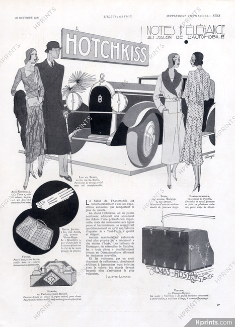 Hotchkiss, Vuitton (Malle-Auto) 1930 Hermès (Cantine Auto) Yendis (Handbag)