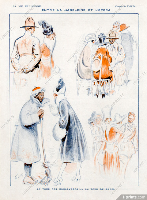 Vald'Es 1917 Le Tour des Boulevards Elegant Parisian