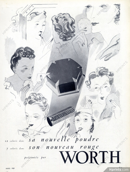 Worth 1937 Lipstick Powder Box Making-up