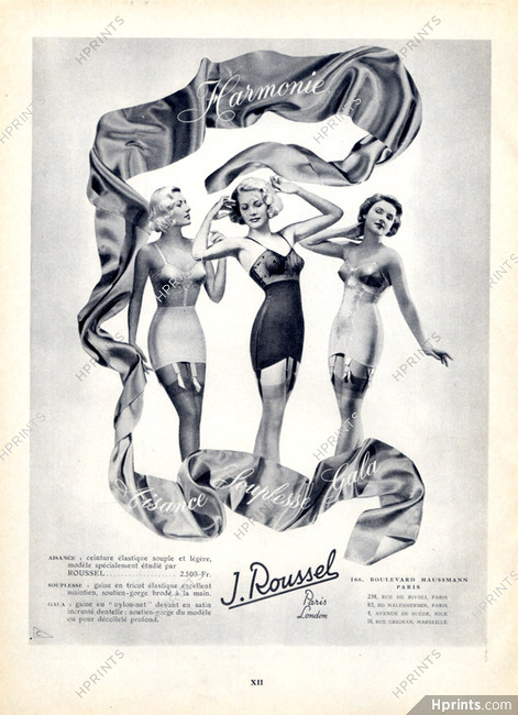 Roussel (Lingerie) 1951 Corselette, Garter Belts