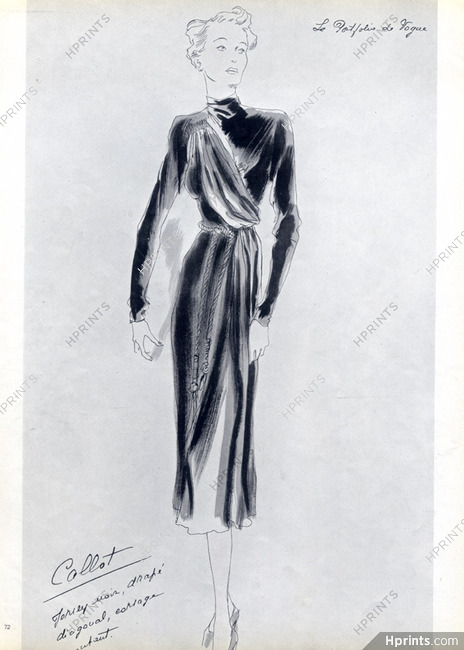 Callot Soeurs 1938 Robe drapé noir, André Delfau