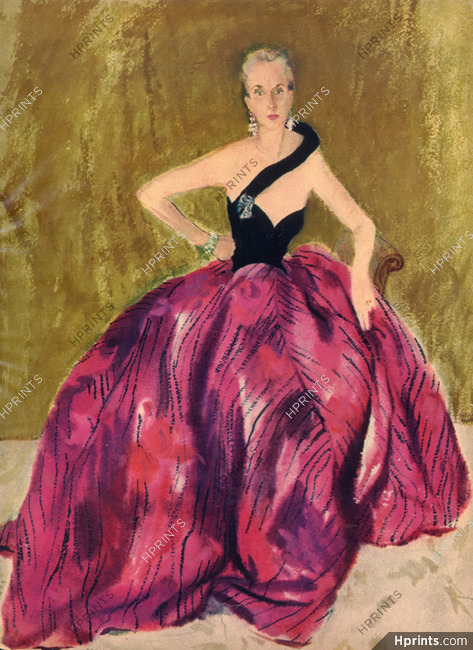 Sylvia Braverman 1950 Mrs Hutton Portrait, Evening Gown