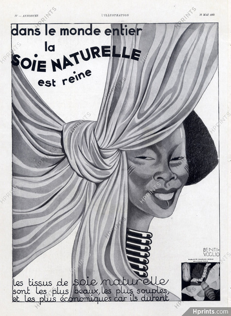 Soie Naturelle (Textile) 1931 African Benti Voglio