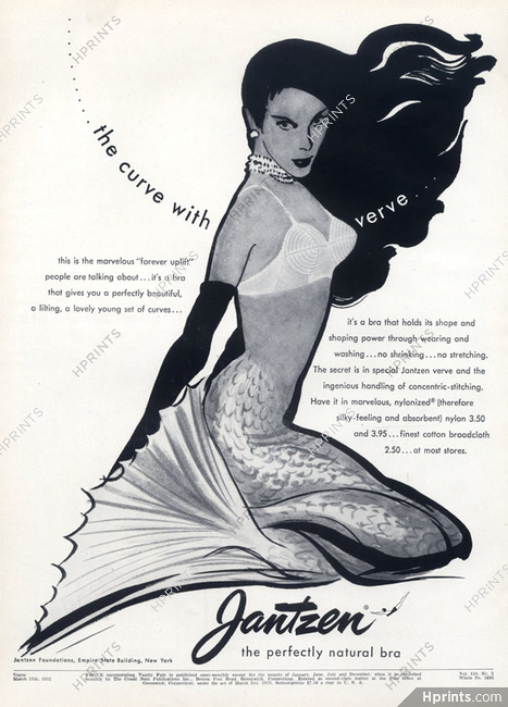 Jantzen (Lingerie) 1952 Mermaid, Brassiere — Advertisement