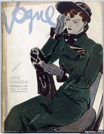Vogue USA 1934 September 15th Pierre Mourgue Schiaparelli Paris Fashions