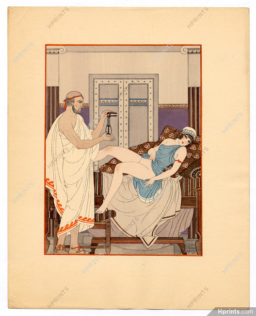 Kuhn-Régnier 1932 Hippocrate, Pochoir n°7, Dans les parties sexuelles... Gynecologist