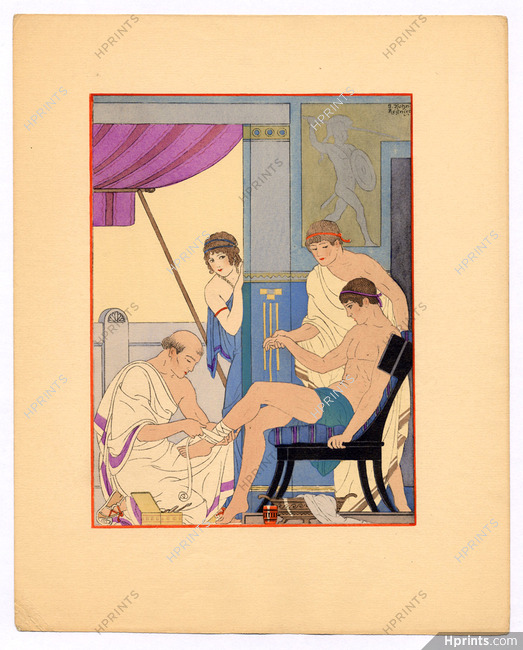 Kuhn-Régnier 1932 Hippocrate, Pochoir n°12, Luxation du pied...