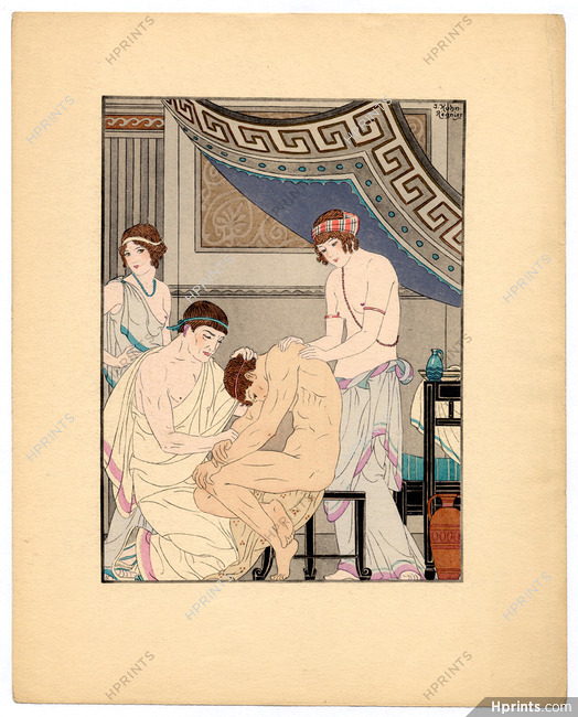 Kuhn-Régnier 1932 Hippocrate, Pochoir n°13, Masser une épaule... Massage