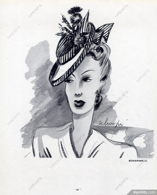 Schiaparelli 1940 Canotier Hat Schompré