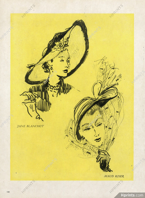 Maud Roser & Jane Blanchot 1949 Hats Pierre Pagès