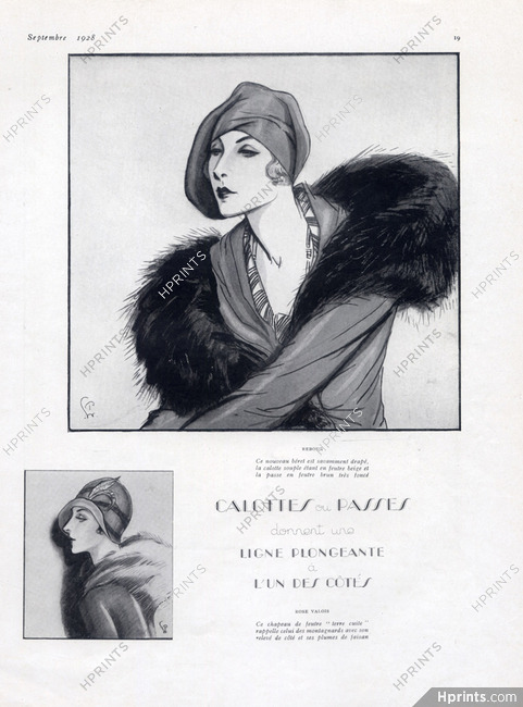 Caroline Reboux (Millinery) 1928 Hat Béret Woodruff Porter