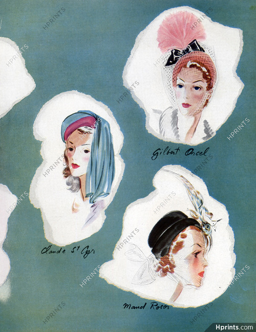 Jean Moral 1946 Hats, Maud Roser, Claude St Cyr, Gilbert Orcel