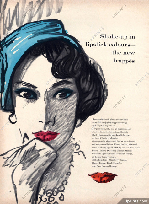 René Bouché 1959 Frances Denney Lipstick Hat by Braagaard