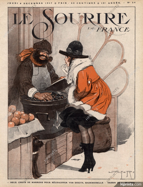Peltier 1917 "Vendeur de Marrons Chauds" Roast Chestnuts Vendor