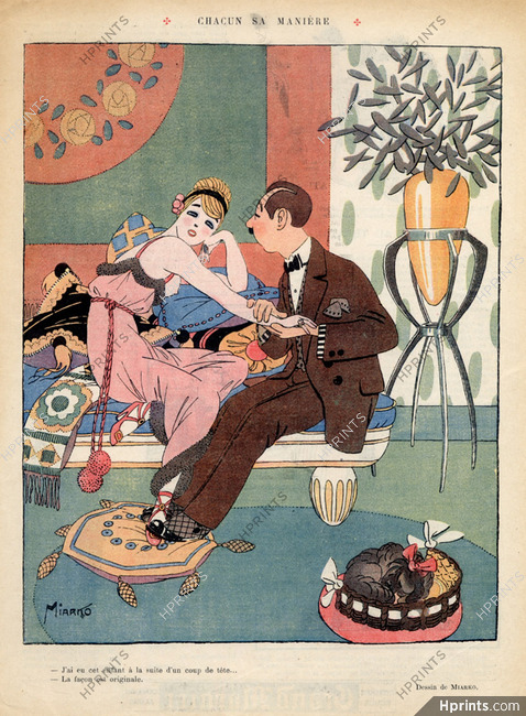 Miarko 1914 "a chacun sa manière" Lover, Sexy Girl Babydoll, Decorative Arts