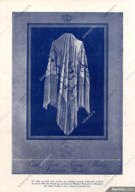Carlo Piatti 1926 Offered Shawl has the Queen of England Design Marcello Nizzoli