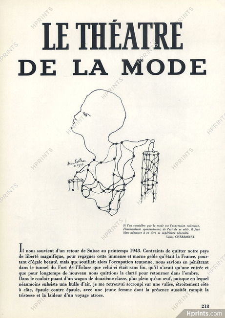 Le Théâtre de la Mode, 1945 - Jean Cocteau, Jean Saint Martin, Christian Berard, Lelong, Dolls, Texte par Roger-M. Chenevard, 6 pages