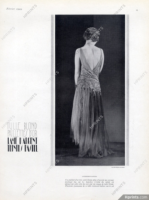 Louiseboulanger 1929 backless embroidery Evening Gown, Photo George Hoyningen-Huene