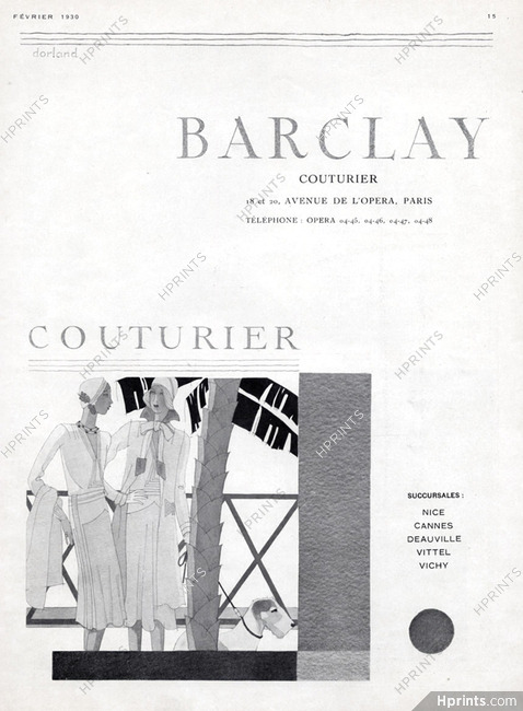Barclay (Couture) 1930 Fox Terrier Dog, Fashion illustration