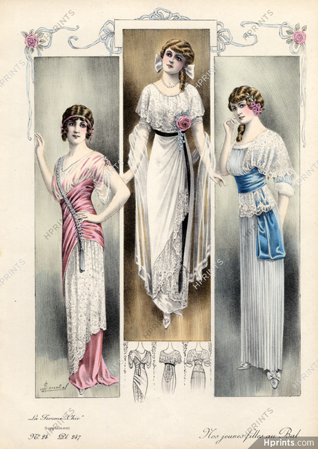 Femme chic 1913 Evening Dresses, A. Louchel