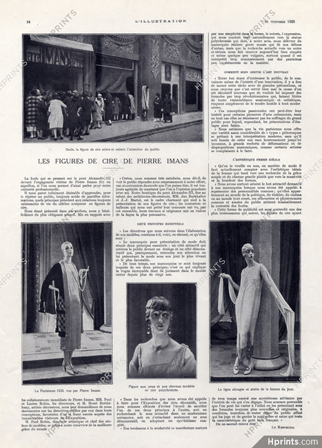 Les Figures de Cire de Pierre Imans, 1925 - Wax Mannequins, Shop Window, Texte par Le Reporter