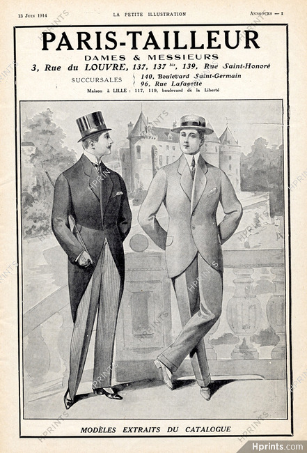 Paris Tailleur 1914 Men's fashion Tailor