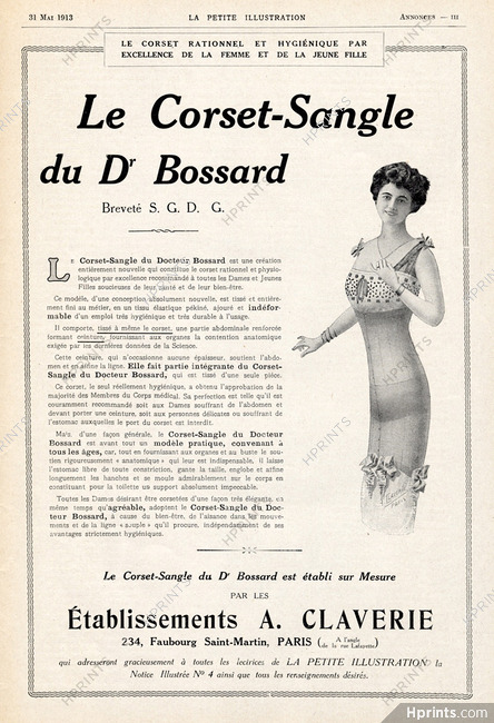 Claverie (Corsetmaker) 1913 Corset-Sangle Dr Bossard
