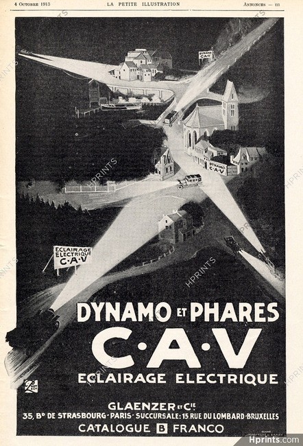 C.A.V Phares (Car Accessories) 1913 Glaenzer & Cie