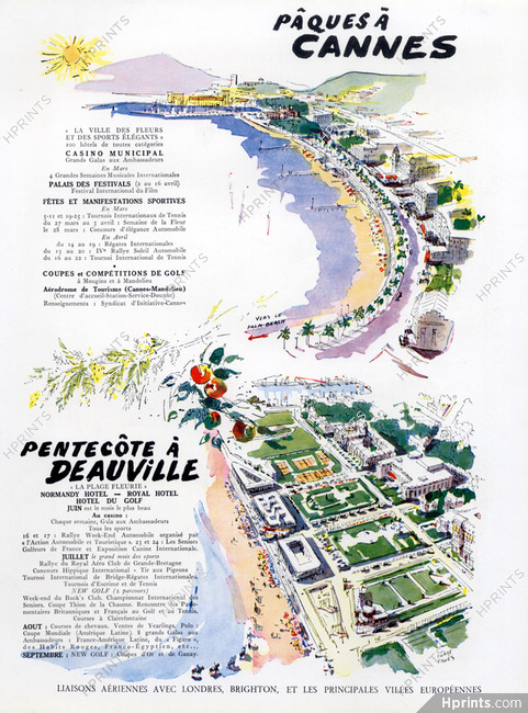 Cannes & Deauville 1951 Pâques et Pentecote French Riviera Palm Beach Pierre Pagès