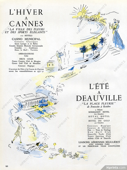 Cannes & Deauville 1949 Golf Casino Gambling Horse Racing Pierre Pagès