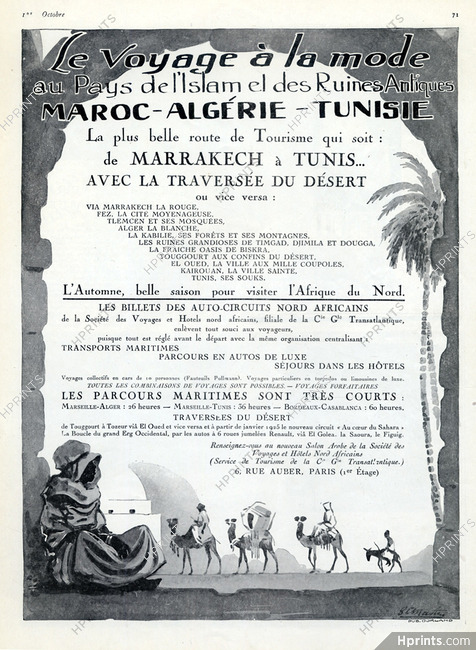 Morocco 1926 de Marrakech à Tunis Tourisme