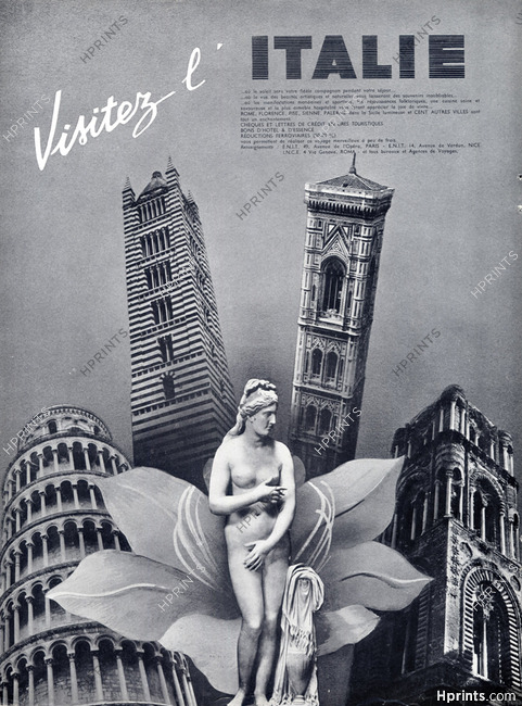 Visitez l'Italie 1937 Tourisme Beautés Artistiques Tour de Pise..