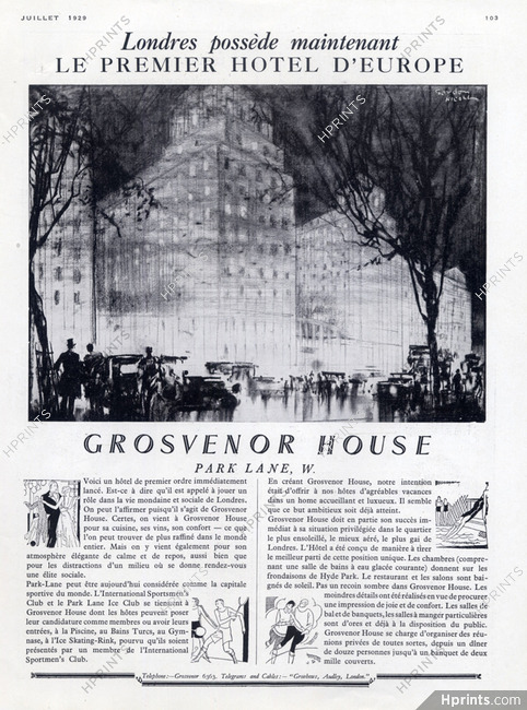 Grosvenor House 1929 Londres Hotel Gordon Nicoll