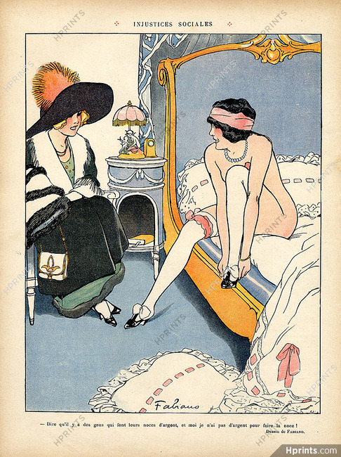 Fabien Fabiano 1912 Attractive Girl on her Bed Nude