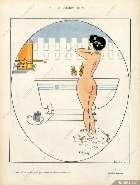 Fabien Fabiano 1908 Sexy Girl Nude Bathroom