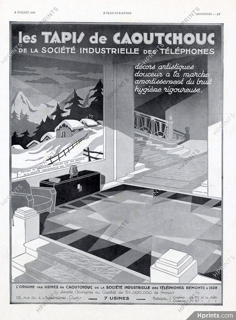 Les Tapis de Caoutchouc 1930 Rubber carpets Art Déco
