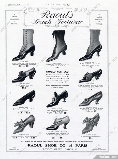 Raoul Shoe Co of Paris 1911 Raoul's French Footwear