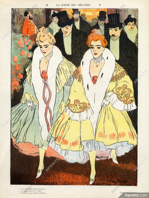 Cardona 1906 "La Sortie des Théatres" Elegants, Fashion Illustration Coats