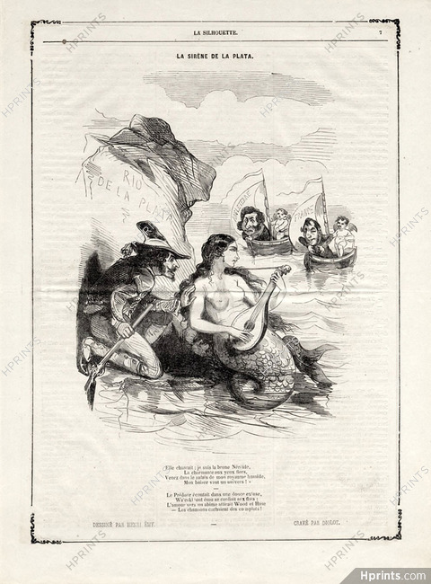 Henri Emy 1850 La Sirène de la Plata Gravure Mermaid